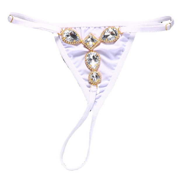 Rhinestone Waist Chain Thong Bikini