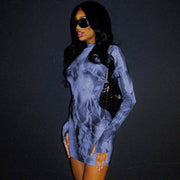 Casual Printed Long Sleeve Slim Fit Dress