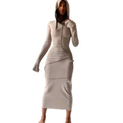 Plus Size Slim Fitted Long Sleeve Hoodie Dress