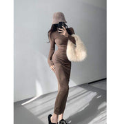 Mock Turtleneck Wrap Dress