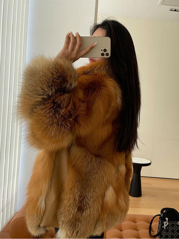 Long Fox Real Fur Overcoat