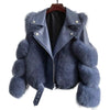 Sheepskin Leather Fox Fur Coat