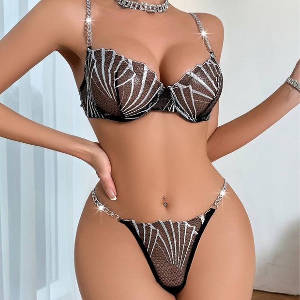 Embroidered Lace Bra Set