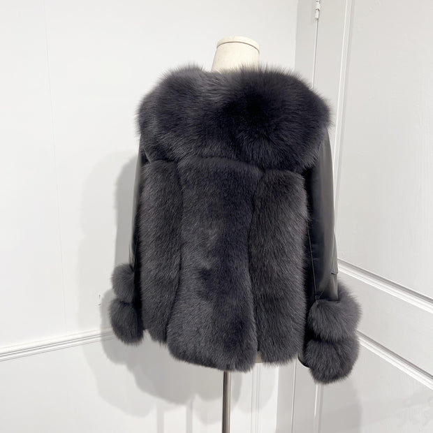 Fox Fur Leather Coat